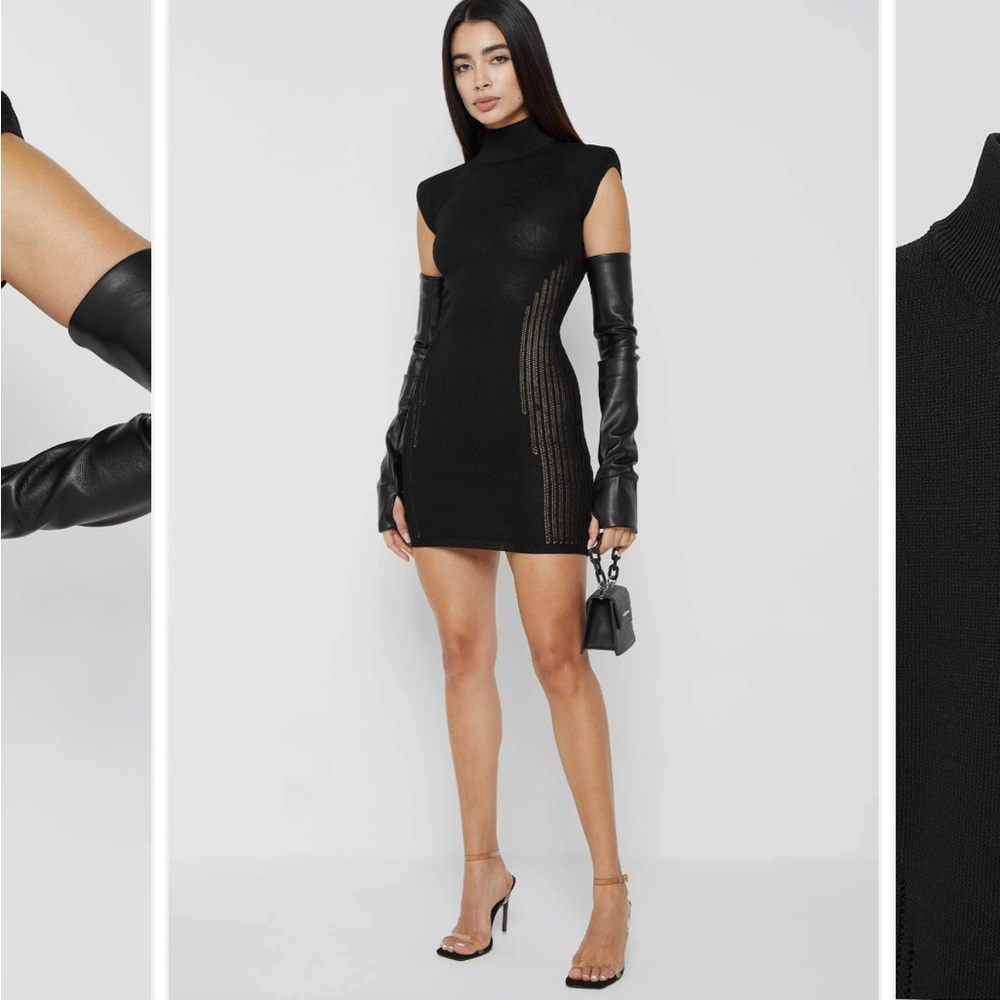 maniere de voir knit black sleeveless turtle dress